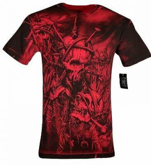 Alma Men's Clothing Xtreme Couture Affliction Men&#039;s T-Shirt HEADHUNTER Red Tattoo Biker S-5XL